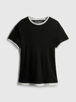 Camiseta de cuello redondo de doble capa