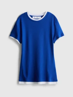 Camiseta de cuello redondo de doble capa