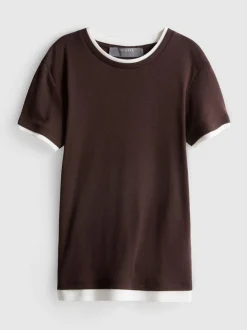 Camiseta de cuello redondo de doble capa
