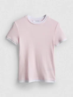 Camiseta de cuello redondo de doble capa
