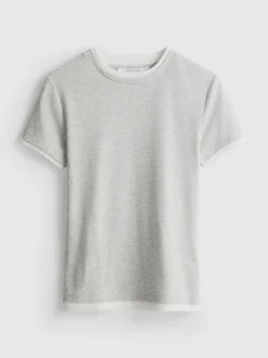 Camiseta de cuello redondo de doble capa