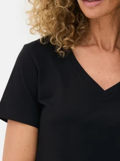 Camiseta de manga básica corta con cuello de pico