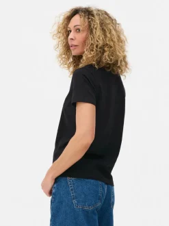 Camiseta de manga básica corta con cuello de pico