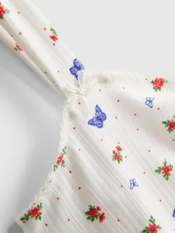 Camiseta de pijama de canalé de mariposas