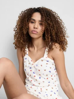 Camiseta de pijama de canalé de mariposas
