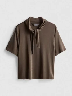 Camiseta de punto con cuello anudado