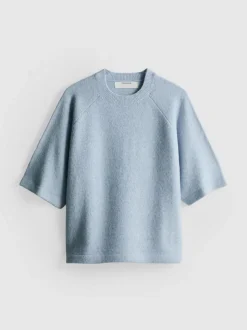 Camiseta de punto cuadrada en mezcla de lana