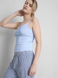 Camiseta de tirantes de pointelle con mucho algodón