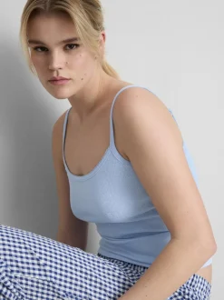 Camiseta de tirantes de pointelle con mucho algodón