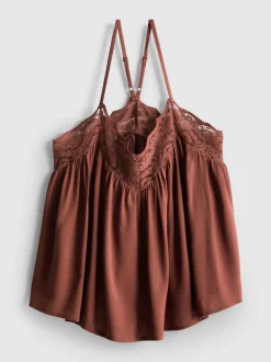 Camiseta de tirantes fluida con encaje