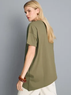 Camiseta larga asimétrica de algodón