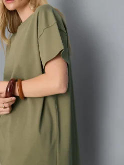 Camiseta larga asimétrica de algodón
