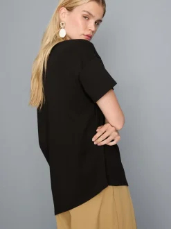 Camiseta larga asimétrica de algodón