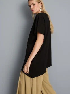 Camiseta larga asimétrica de algodón