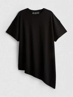 Camiseta larga asimétrica de algodón
