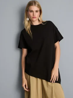 Camiseta larga asimétrica de algodón