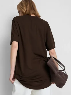 Camiseta larga con cuello redondo