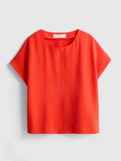Camiseta relajada y fluida con cuello redondo