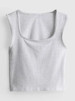 Camiseta sin mangas con ribetes festoneados