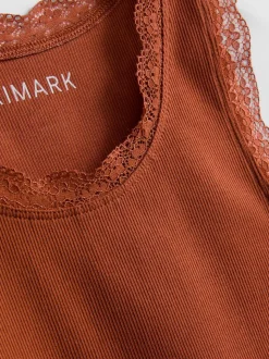 Camiseta sin mangas de algodón con ribetes de encaje