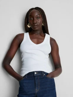 Camiseta sin mangas de algodón con cuello de pico
