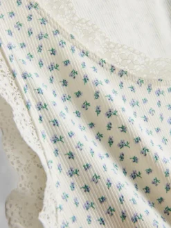 Camiseta sin mangas de algodón con ribetes de encaje