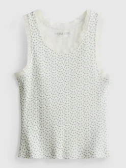 Camiseta sin mangas de algodón con ribetes de encaje