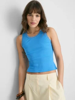 Camiseta sin mangas de algodón con ribetes de encaje