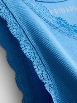 Camiseta sin mangas de algodón con ribetes de encaje