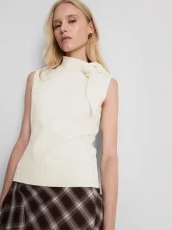 Camiseta sin mangas de punto con lazo al cuello