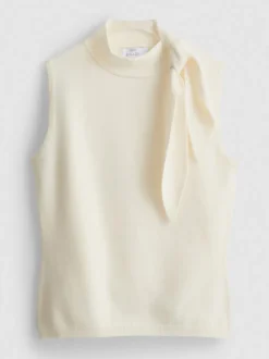 Camiseta sin mangas de punto con lazo al cuello