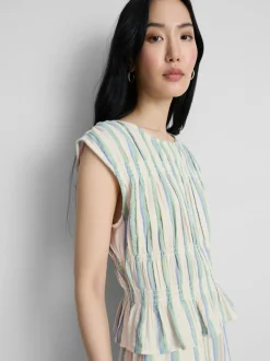 Camiseta sin mangas fruncida de algodón