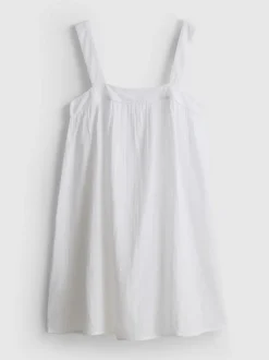 Camisón de escote cuadrado de algodón efecto plumeti