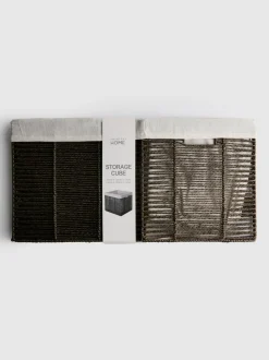 Cesta cúbica de cuerda de papel