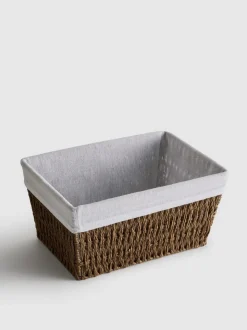 Cesta de cuerda de papel forrada