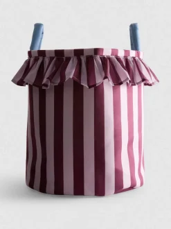 Cesta para la colada a rayas con volante