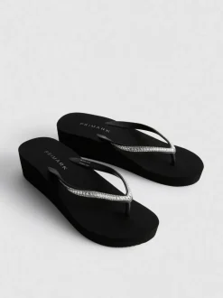 Chanclas de cuña con strass