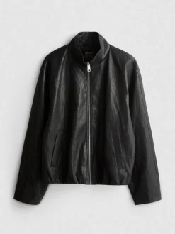 Chaqueta de piel sintética con cuello chimenea