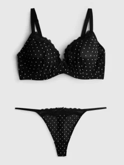 Conjunto de ropa interior de malla con lunares