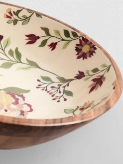 Cuenco efecto madera con estampado floral