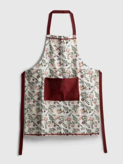 Delantal floral con bolsillo