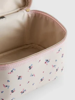 Estuche tocador de piel sintética con diseño floral