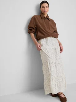 Falda campesina larga de algodón a capas