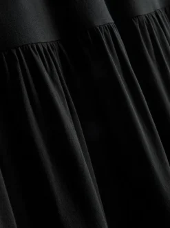 Falda campesina larga de algodón a capas