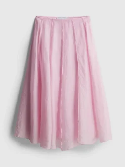 Falda midi amplia con detalles de costuras