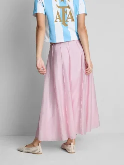 Falda midi amplia con detalles de costuras