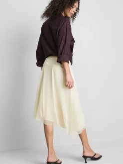 Falda midi asimétrica con cuentas