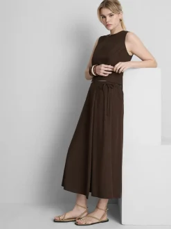 Falda midi con lazada lateral en mezcla de algodón