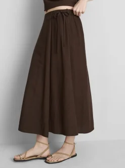 Falda midi con lazada lateral en mezcla de algodón