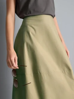 Falda midi de algodón de corte bombacho